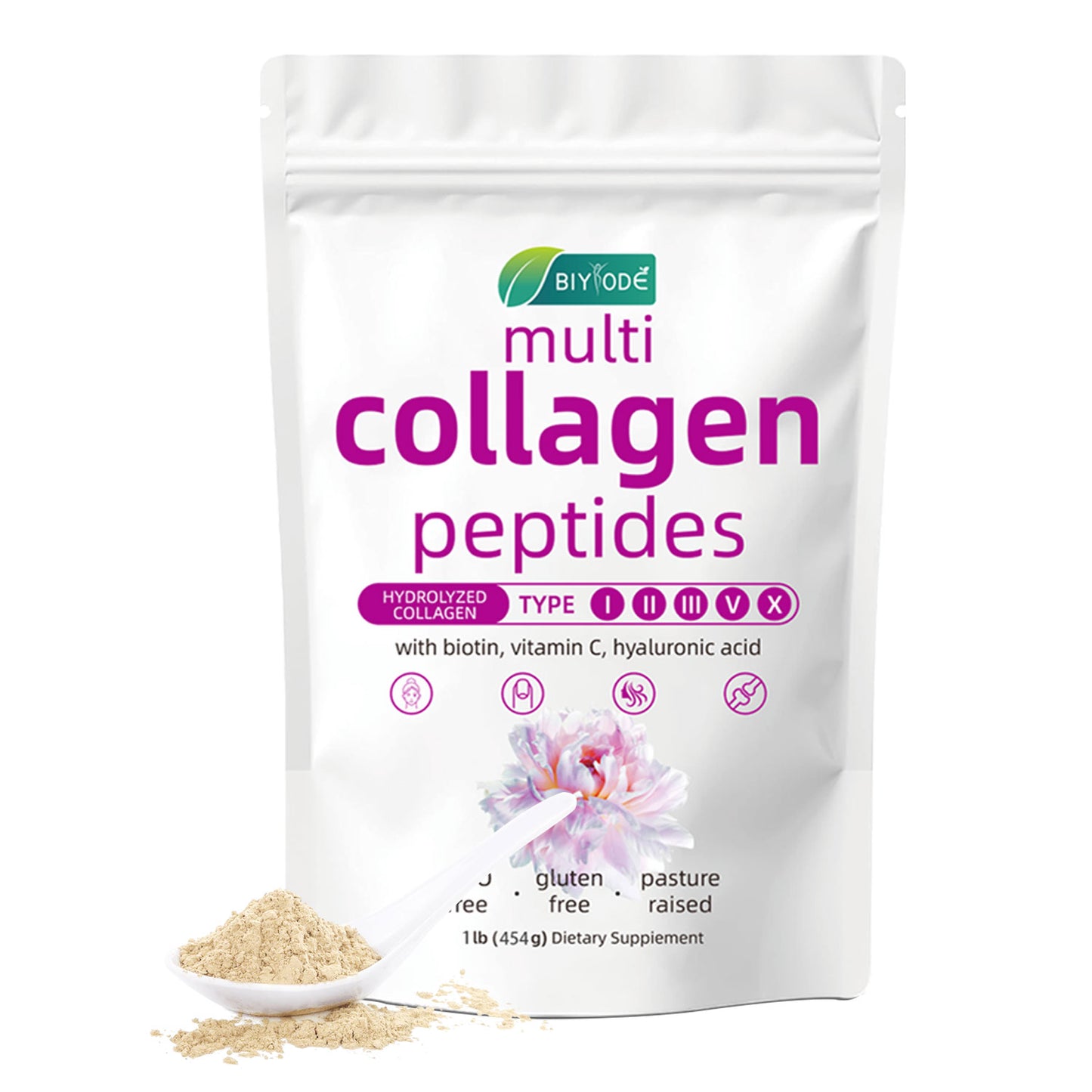 BIYODE Multi Collagen Peptides | 5 Collagen Types with Biotin for Radiant Skin, Hair & Joint Support