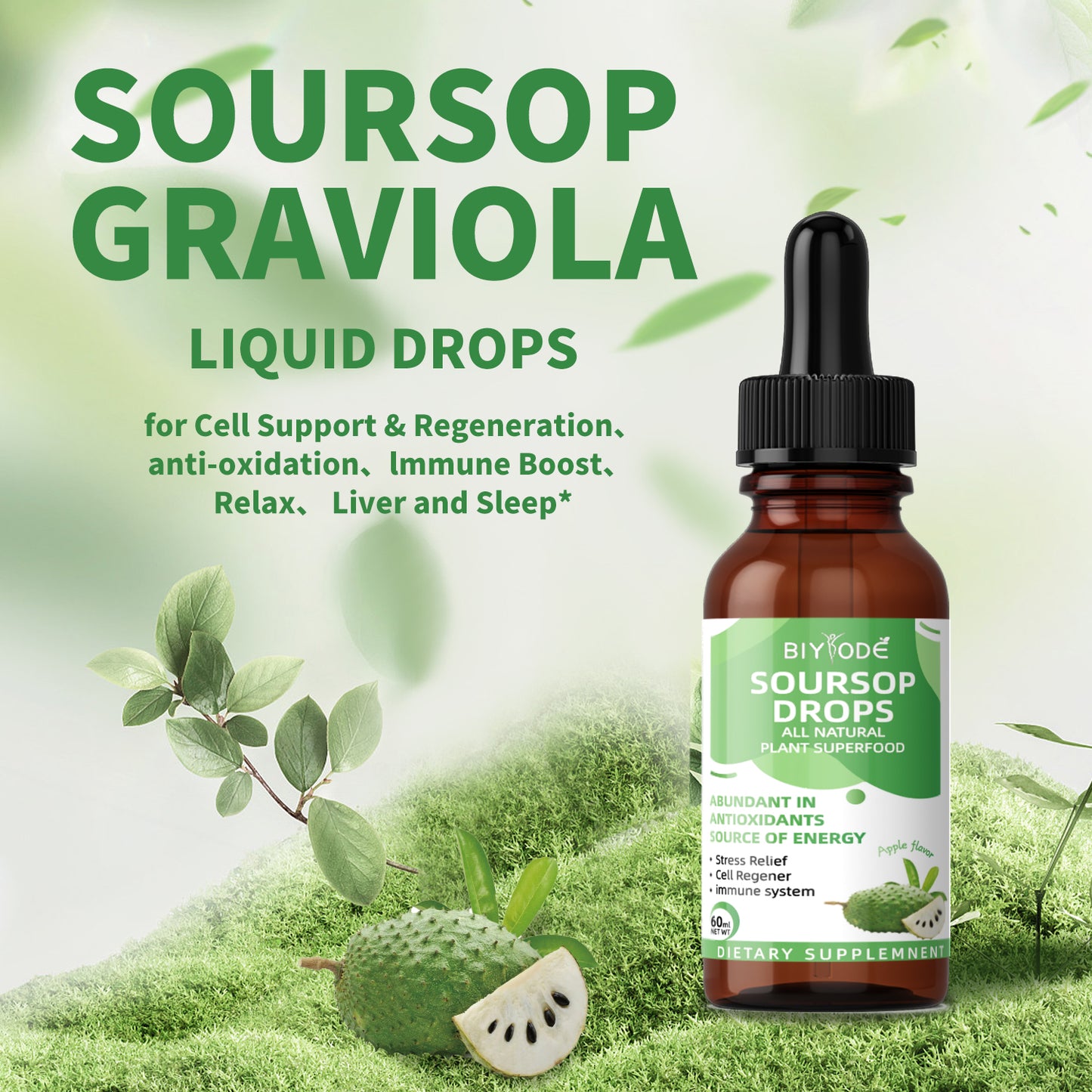 🌿 BIYODE Soursop Drops | Natural Plant Extracts to Revitalize Whole-Body Health