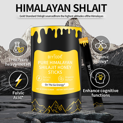 BIYODE Shilajit Honey Sticks - Natural Energy Supplement with Saffron