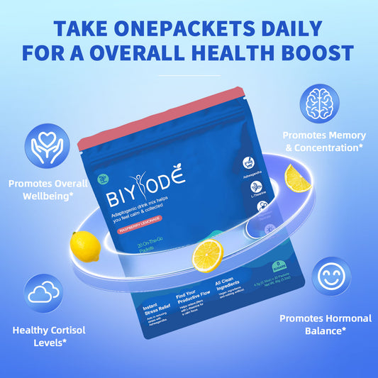 BIYODE On-The-Go Adaptogen Packets | Calm, Focus & Hormone Balance for Daily Wellness