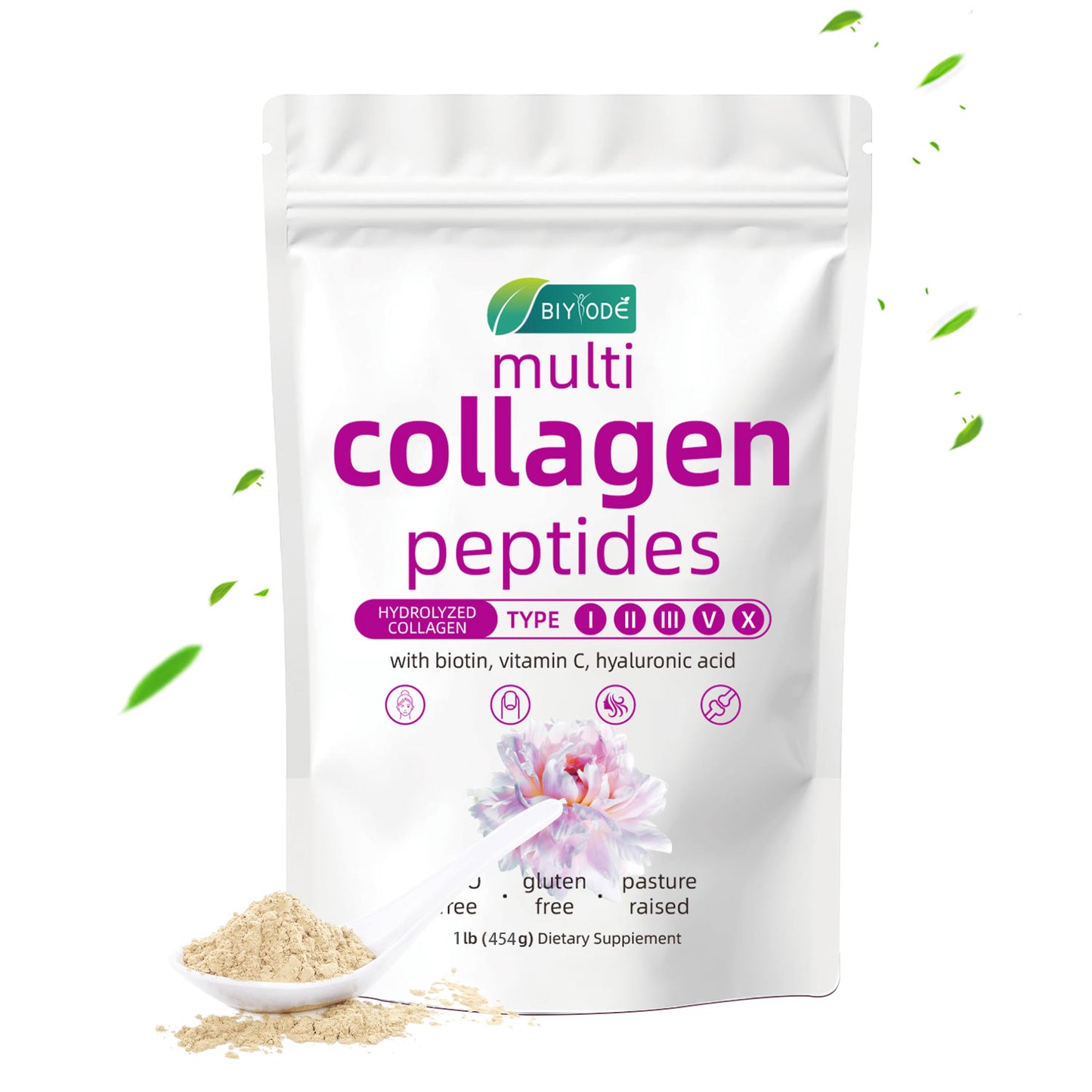 BIYODE Multi Collagen Peptides | 5 Collagen Types with Biotin for Radiant Skin, Hair & Joint Support