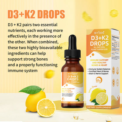 🍋 BIYODE Vitamin D3+K2 Drops | The Golden Guardian for Bones and Heart