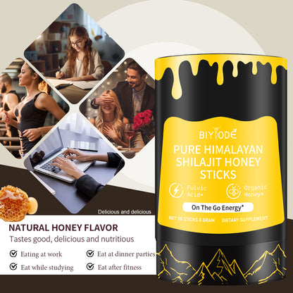 BIYODE Shilajit Honey Sticks - Natural Energy Supplement with Saffron