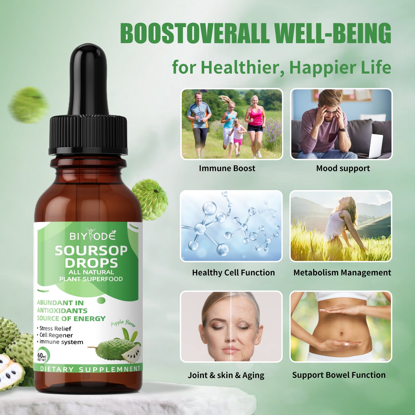 🌿 BIYODE Soursop Drops | Natural Plant Extracts to Revitalize Whole-Body Health