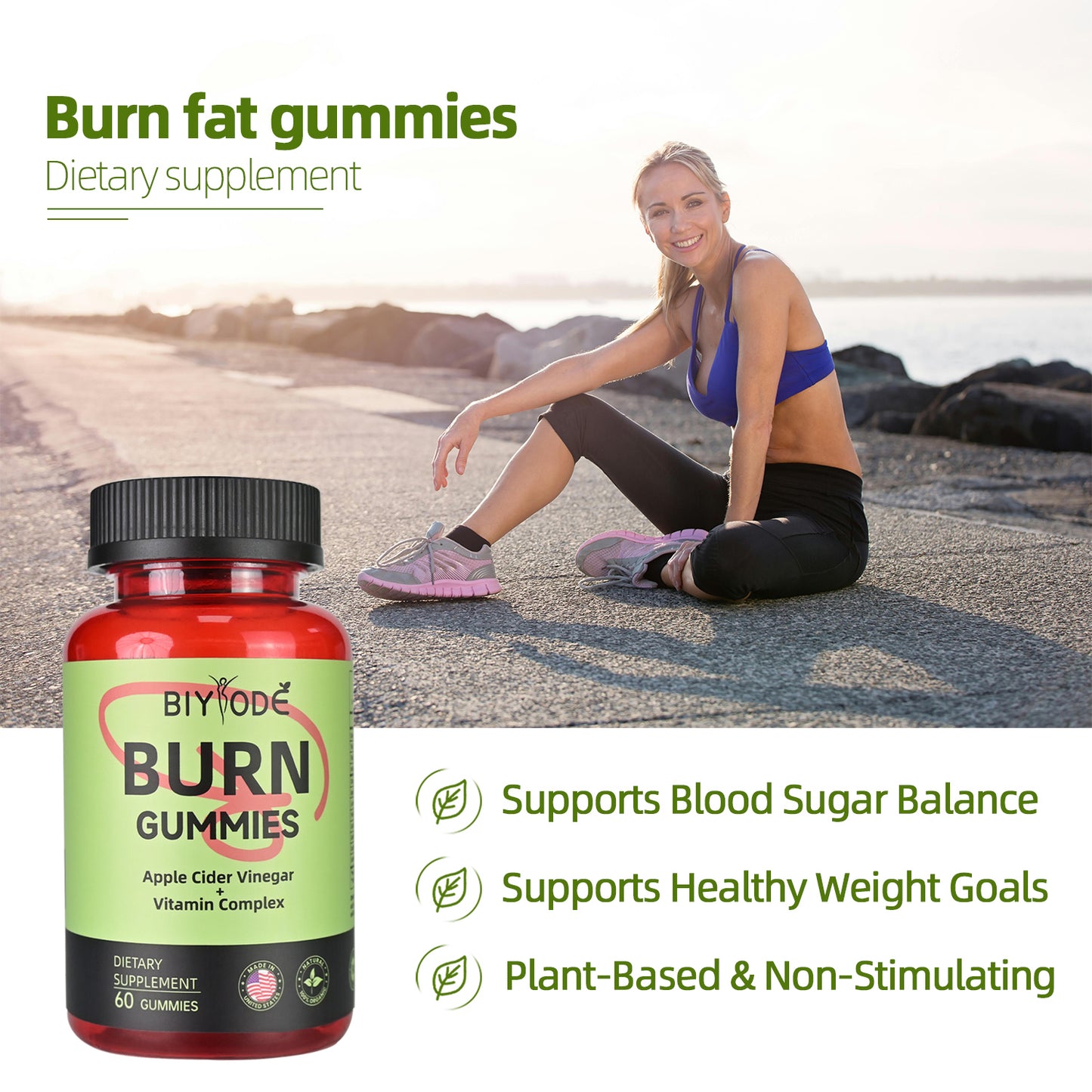 BIYODE Burn Gummies | Keto ACV Gummies with The Mother & BHB Salts for Metabolism Support | Vegan, Non-GMO, 60 Count