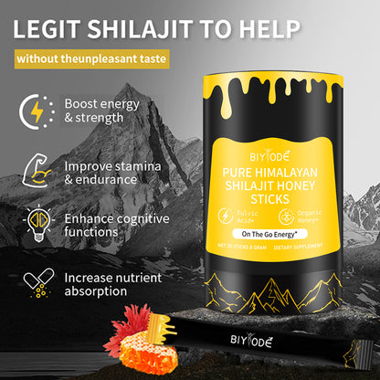 BIYODE Shilajit Honey Sticks - Natural Energy Supplement with Saffron